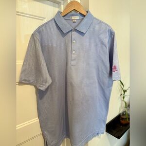 Peter Millar Light Blue Striped Polo